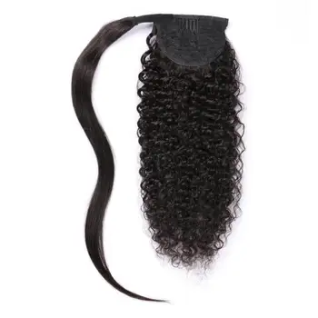 Афро-кудрявый конский хвост для наращивания Человеческих волос, женский шиньон, обернутый вокруг бразильской прически Tai Remy Изображение 2