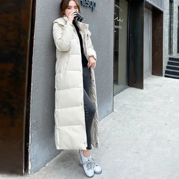 Зимние женские куртки С ветрозащитными длинными рукавами 2023, Новое Модное Хлопковое Теплое пальто на пуху
