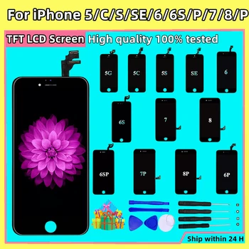 Качественный ЖК-дисплей AAA +++ Для iPhone 6 7 8 Plus 6S Plus с Сенсорным экраном, Дигитайзер В Сборе, Замена Для iPhone 5 5S SE С Подарком