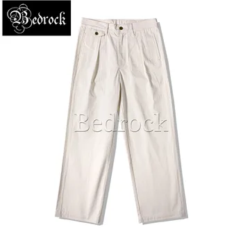свободный комбинезон, прямые широкие брюки-карго, мужские брюки с высокой талией, винтажные белые форменные брюки губернатора, плиссированные брюки из ткани HBT