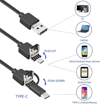 5,5 Мм TYPE C USB мини-эндоскоп 2 м Жесткий кабель Змеиный Бороскоп Инспекционная камера для Android-смартфона ПК Изображение 2
