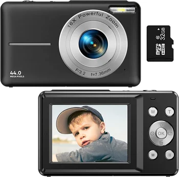 Детская Портативная цифровая камера с разрешением 44 миллиона Пикселей Высокой четкости, Камера для наведения и съемки Видеоблогов, Инструмент для Съемки USB-зарядки 2023