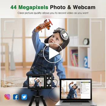 Детская Портативная цифровая камера с разрешением 44 миллиона Пикселей Высокой четкости, Камера для наведения и съемки Видеоблогов, Инструмент для Съемки USB-зарядки 2023 Изображение 2