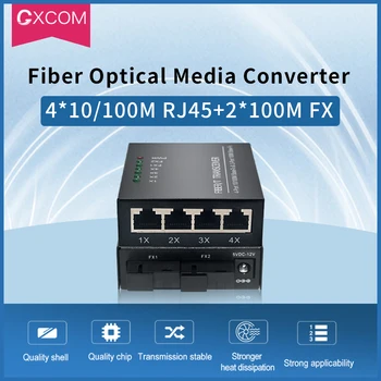 10/100 М Быстрый Ethernet Коммутатор Конвертер 25 км 2*100 М FX и 4*100 Мбит/с Tx Порт RJ45 Трансивер Медиаконвертер