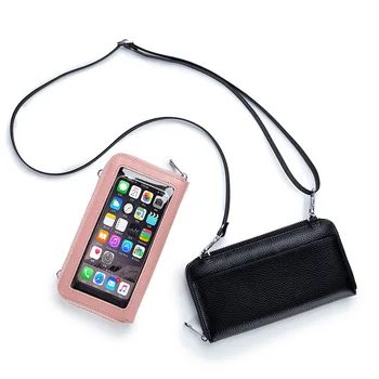 Кожаный пакет, новая мини-универсальная простая сумка для телефона с сенсорным экраном, стильная и легкая нишевая сумка через плечо, кошелек для Изображение 2