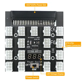 Обновленная версия ATX 50PIN до 17x 6Pin Блок питания Breakout Board Адаптер Конвертер 12V для майнинга Ethereum BTC для Dell Изображение 2