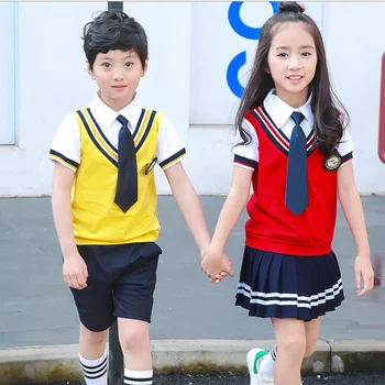 Цвета Детская Корейская Японская Школьная форма для студентов, Рубашка с воротником для девочек И мальчиков, топ, Плиссированная юбка, Шорты, Наряды с галстуком Изображение 2