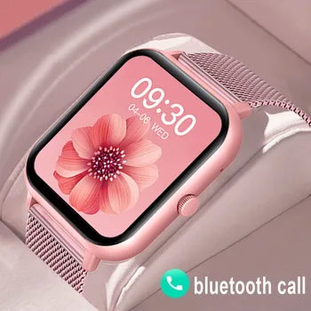 Женские смарт-часы с вызовом 2023, Умные часы с Пользовательским Циферблатом Для Android IOS, Водонепроницаемые Музыкальные часы с Bluetooth, Часы-браслет с полным касанием