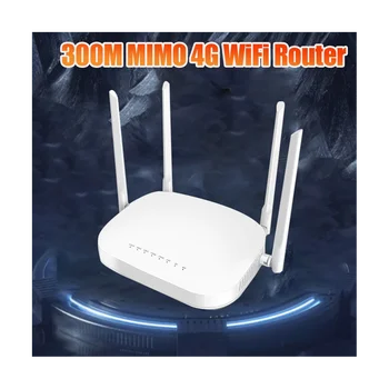 4G WiFi маршрутизатор 300M MIMO 3XLAN порт 802.11B/G со слотом для антенн 4X5DBi (штепсельная вилка ЕС) Изображение 2