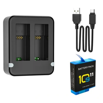 Для GoPro Hero 11 10 9 Черное зарядное устройство с двойным портом и зарядным кабелем для Go Pro 10 9 Аксессуары для Gopro 11