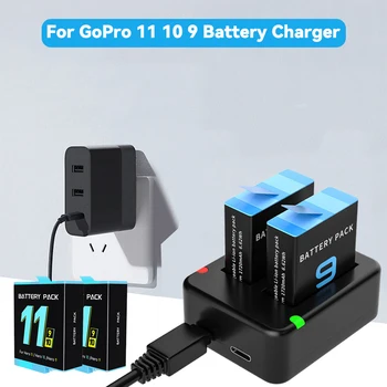 Для GoPro Hero 11 10 9 Черное зарядное устройство с двойным портом и зарядным кабелем для Go Pro 10 9 Аксессуары для Gopro 11 Изображение 2