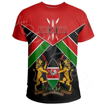 Мужская футболка из Африканского региона Кения Завади, футболка с 3D принтом, круглый вырез, уличная модная повседневная рубашка, негабаритный топ с коротким рукавом Изображение 2
