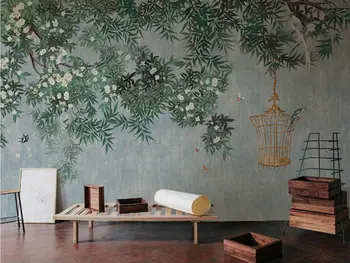 Пользовательские 3D обои фрески американские цветы и птицы современная новая китайская спальня фон стены papel pintado de pared Изображение 2