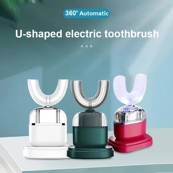 Автоматическая ультразвуковая зубная щетка U-образной формы, Отбеливающая щетка для массажа зубов, USB-Зарядная база, Приборы личной гигиены для взрослых
