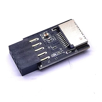 Преобразователь USB2.0 9Pin материнской платы в разъем TYPE-C A-KEY с передним разъемом USB3.2 Адаптер заголовка интерфейса TYPE-E Изображение 2