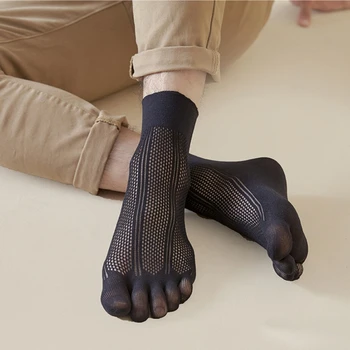 Летние дышащие мужские носки с носком, супертонкие 100% акриловые носки Высокого качества для мальчиков, Модное нижнее белье средней длины Изображение 2