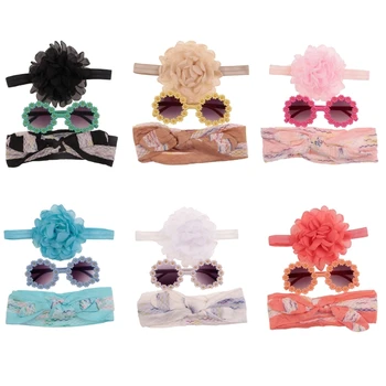 Винтажные повязки на голову с цветочным рисунком и солнцезащитные очки, повязка на голову с узлом для детей, девочек и мальчиков