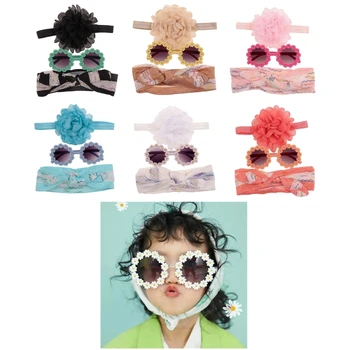 Винтажные повязки на голову с цветочным рисунком и солнцезащитные очки, повязка на голову с узлом для детей, девочек и мальчиков Изображение 2