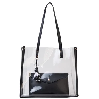 Прозрачные женские сумки Большой емкости, Летние Пляжные Дорожные сумки-тоут 2021, Прозрачная Желейная сумка через плечо для покупок, Горячая XA70E