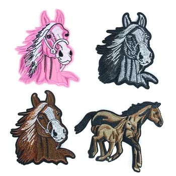 Нашивки с животными, аппликация с вышивкой в виде радужной лошади, Высококачественная нашивка, наклейки на одежду, декор, швейные принадлежности