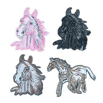 Нашивки с животными, аппликация с вышивкой в виде радужной лошади, Высококачественная нашивка, наклейки на одежду, декор, швейные принадлежности Изображение 2