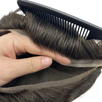 HRF Hair Полный Швейцарский кружевной парик из человеческих волос, сменный мужской парик-парик из человеческих волос, система
