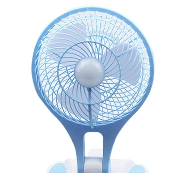 Мини-вентилятор Складной электрический вентилятор Мультяшный портативный вентилятор Настольный вентилятор Портативный настольный домашний с основанием синего цвета Изображение 2