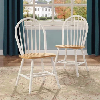Обеденные стулья Autumn Lane Windsor из массива дерева, прочные и долговечные (комплект из 2), 20,25x18,00x36,50 дюймов