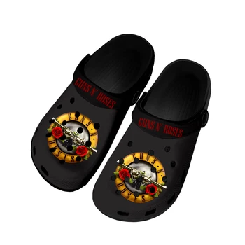 Guns N Roses Хэви-метал Рок-группа Домашние Сабо На Заказ; Водонепроницаемая Обувь; Мужская Женская Обувь для подростков; Дышащие Пляжные Тапочки с отверстиями