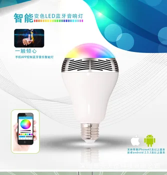 20 шт./лот Беспроводная Умная Bluetooth светодиодная лампа E27 с музыкальным динамиком, Меняющая цвет через IOS и Android Изображение 2
