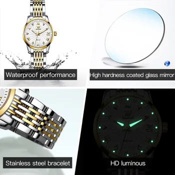 OLEVS 6630 Женские наручные автоматические механические часы с бриллиантовой инкрустацией, ремешок из нержавеющей стали, водонепроницаемые деловые часы для женщин Изображение 2