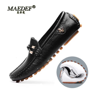 MAEDEF/ Лоферы; Мужская Кожаная обувь ручной работы; Повседневная обувь для вождения на плоской подошве без застежки; Мокасины; Туфли-лодочки; Большие Размеры 37-48 Изображение 2