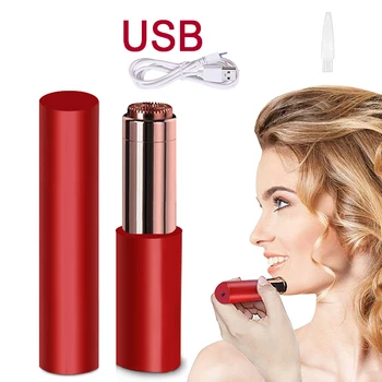 Мини-бритва для удаления волос на лице для женщин, Безболезненный Электрический Эпилятор с подзарядкой от USB, Губная помада, Бритва для удаления волос со светодиодной подсветкой