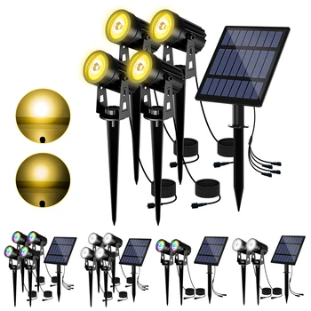 Солнечный светодиодный светильник, Солнечный прожектор, Солнечный садовый светильник, IP65, Водонепроницаемый светильник на солнечной энергии, настенный светильник 3000-6000k RGB