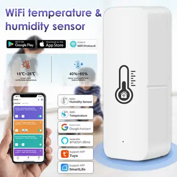 WIFI/ZigBee Tuya Умный Датчик температуры и влажности, Термометр для помещений С Сигнализацией 