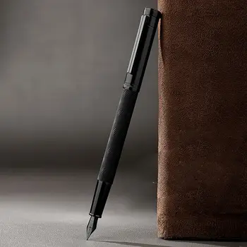 Авторучка Hongdian 1860 max Forest из углеродного волокна, ручка с черными наконечниками EF F M, школьные принадлежности, офисные деловые чернильные ручки для письма, Подарки Изображение 2