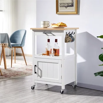 Кухонная тележка на колесиках для столовых, Белая тележка для хранения, кухонный остров, стол, кухонная мебель