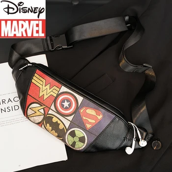 Disney Marvel 2022, Новая Мужская Нагрудная сумка, Модная Дикая Многофункциональная сумка Большой емкости из Искусственной кожи на Молнии, Высококачественная Мужская Поясная сумка