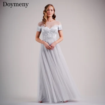Свадебное платье Doymeny для вечеринки, Популярное Лето 2023, Трапециевидный V-образный вырез с открытыми плечами, Аппликации, Роскошный халат для свадьбы