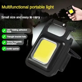 Портативный COB Mini Мини светодиодный наружный фонарик брелок Свет Высокая Яркость USB перезаряжаемый Рабочий свет Изображение 2