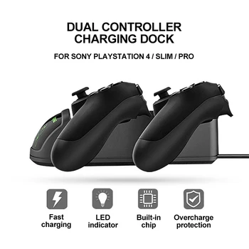 Двойное Быстрое Зарядное устройство для Playstation 4 Pro Slim Controller Charger Station Зарядная док-станция Со Светодиодным Индикатором для Геймпада PS4 Изображение 2