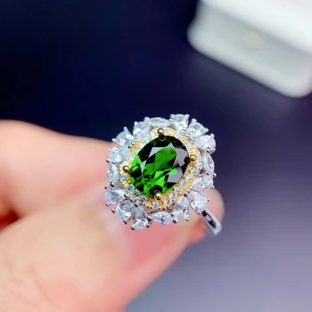 KJJEAXCMY fine jewelry S925 стерлинговое серебро, инкрустированное натуральным диопсидом, элегантное кольцо для девочек, тест поддержки, китайский стиль, лидер продаж Изображение 2