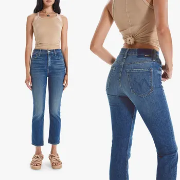Женские узкие джинсовые брюки с высокой талией, модные универсальные джинсы-стрейч 2023 новинка