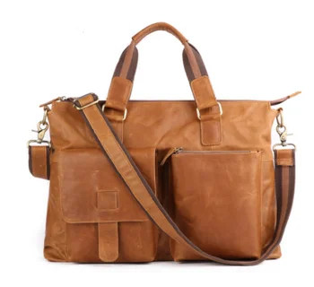 Винтажная мужская сумка из натуральной кожи, деловой модный портфель, сумка через плечо большой емкости, мужская сумка