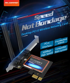 Высокоскоростной 300 Мбит/с PCI-E WiFi Адаптер 2,4 ГГц 2 * Всенаправленные Антенны Настольная Беспроводная Сетевая карта PCI Wi-Fi Win7/8/10 Изображение 2
