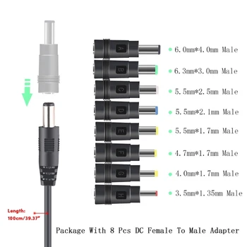 8в1 5 В USB в постоянный ток 5 В 9 В 12 В 5,5x2,1 мм 3,5 мм 4,0 мм 4,8 мм 6,4 мм 5,5x2,5 мм Штекерный Кабель Питания Зарядный Шнур для вентилятора Динамика Изображение 2