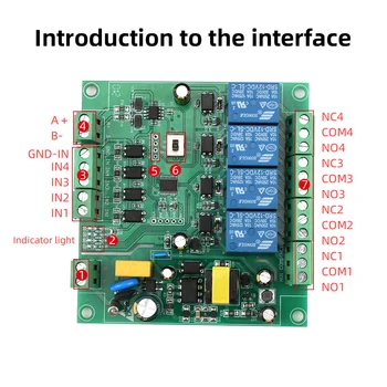 AC220V 4-Канальный Релейный модуль Modbus RTU С поддержкой интерфейса RS485/TTL UART 9600 бит/с Для цифрового контроля мощности обнаружения