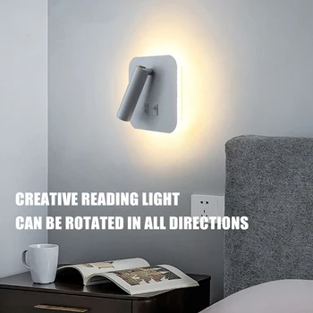 Современный минималистичный креативный прикроватный светильник sprinkle shop светодиодная лампа для чтения многофункциональный поворотный настенный светильник с выключателем