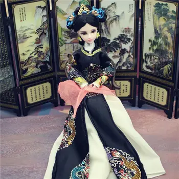 Китайское традиционное платье ручной работы, Праздничное платье Ципао для кукол, одежда для Династии Цин, Дизайнерский костюм Куклы С Платьем Изображение 2