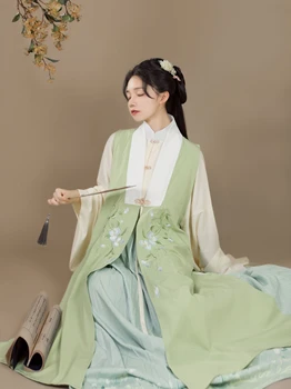2022 китайский традиционный комплект hanfu династии Мин, жилет, платье hanfu, сказочный народный танцевальный костюм, восточная древняя принцесса, костюм для косплея Изображение 2